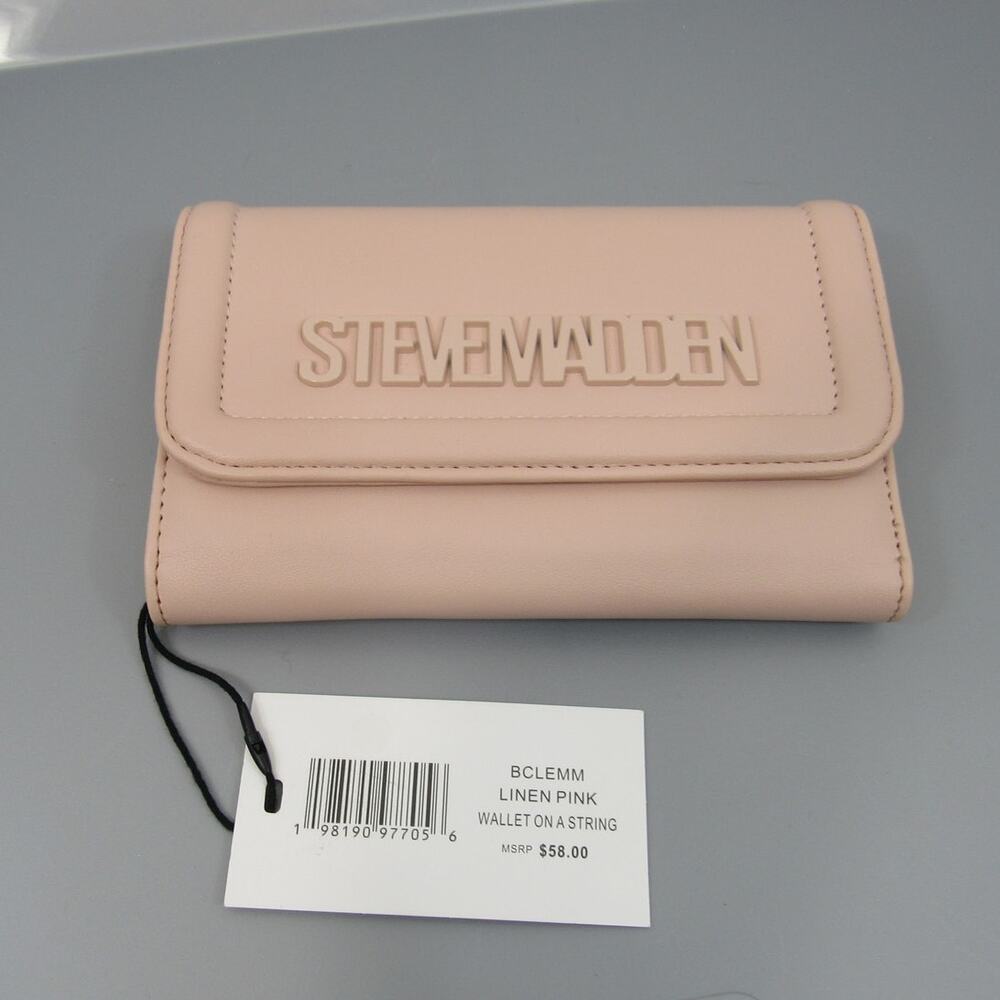 NWT Steve Madden Linen Pink Wallet on a String Tri-Fold Wallet NEW Blush